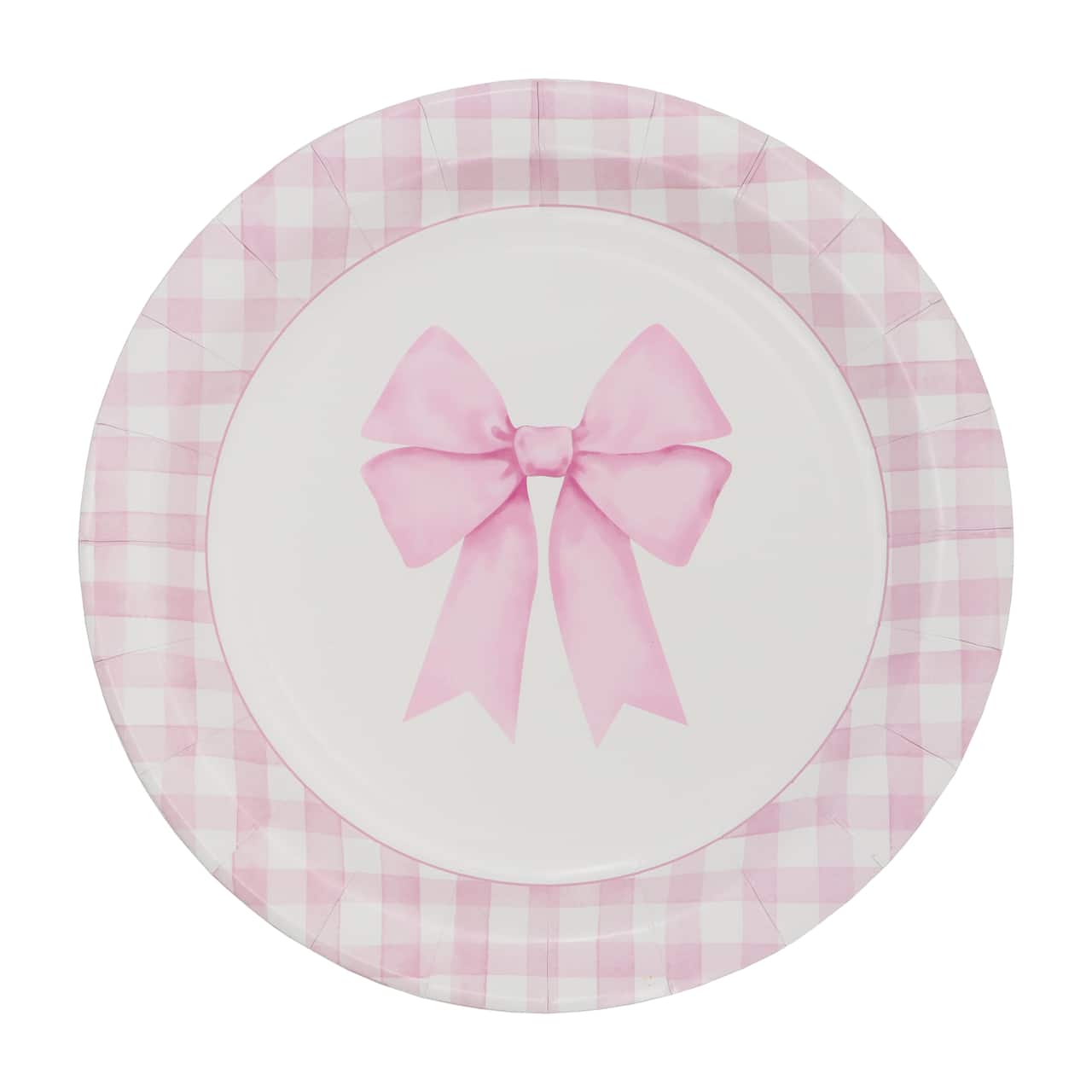9" Pink Bow & Gingham Dinner Plates, 10ct. by Celebrate It™